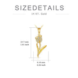 Solid 14K Real Gold Tulip Necklace for Women, Gold Tulip Flower Pendant Necklace Fine Jewelry Birthday Christmas Gifts for Her, 16+2 Inch