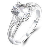 Sterling Silver Oval Shaped 8X6 MM Gemstone Ring Leaf Engagement Ring for Women