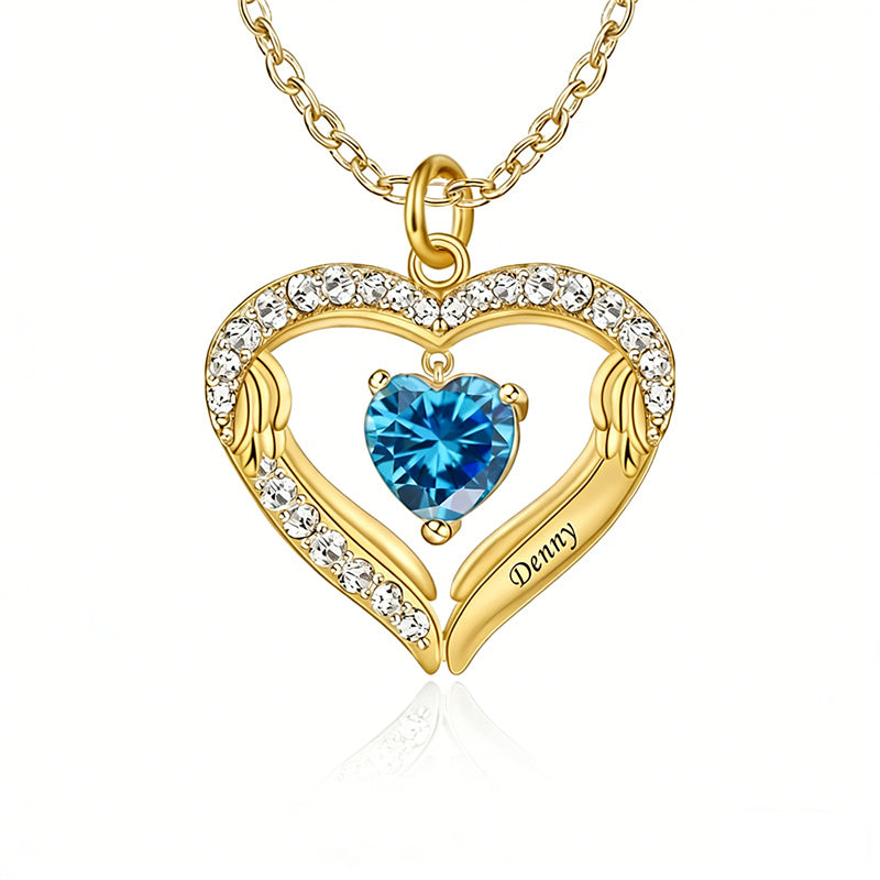 Copper Sterling Silver Simulated Birthstone Name Pendant Necklace for Mom