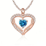 Copper Sterling Silver Simulated Birthstone Name Pendant Necklace for Mom