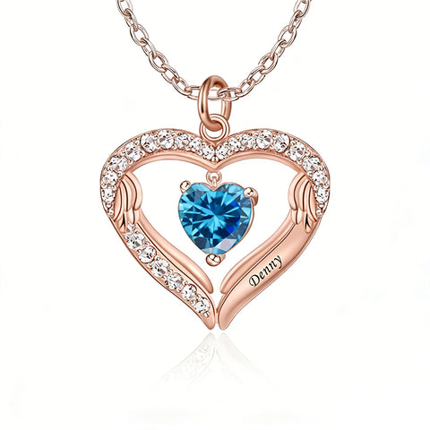 Copper Sterling Silver Simulated Birthstone Name Pendant Necklace for Mom