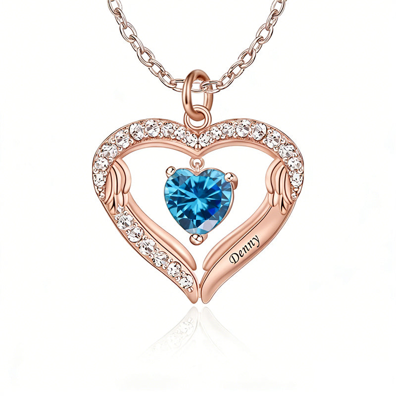 Copper Sterling Silver Simulated Birthstone Name Pendant Necklace for Mom