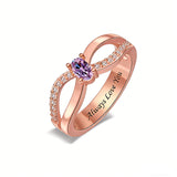 Copper Sterling Silver Personalized 1-6 Simulated Birthstones  Infinity Family Ring for Women