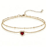 Sterling Silver Birthstone Double Layer Anklet for Beach Weddings, Summer Vacations & Pool Parties