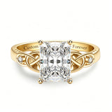 Sterling Silver 10K 14K 18K Gold  Personalized Engraved Moissanite Celtic Knot Wedding Engagement Ring