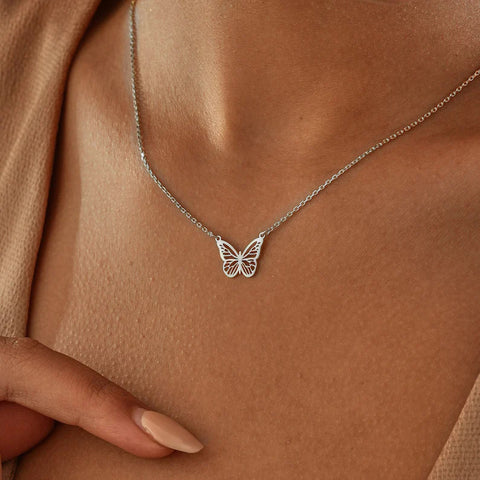 925 Sterling Silver Butterfly Necklace Dainty Butterfly Necklace Gold Necklace For Women Gift for Her