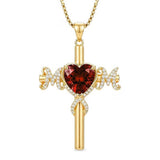 14K Gold Plated  Birthstone Cross Necklace  Pendant Necklace Mother's Day Birthday Gifts for Women
