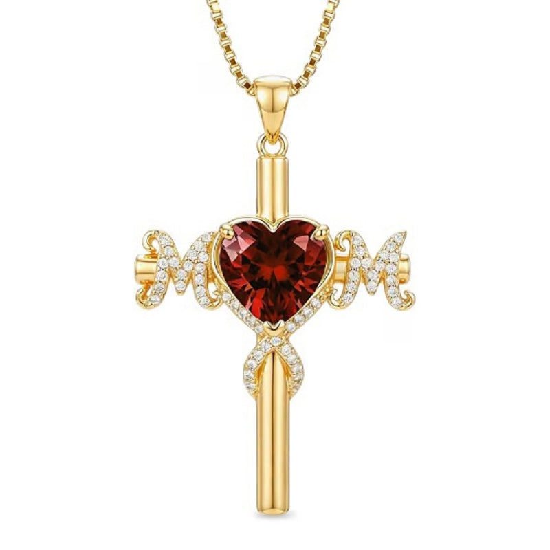 14K Gold Plated  Birthstone Cross Necklace  Pendant Necklace Mother's Day Birthday Gifts for Women