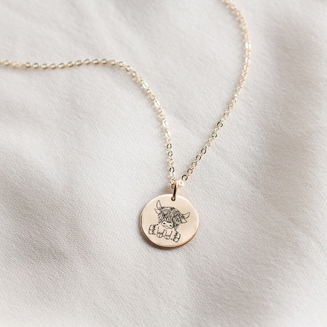 Highland Cow Necklace 925 Silver Highland Cow Jewelry Gift for Her