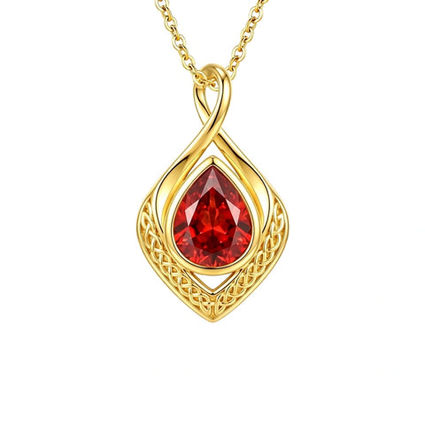 14K Gold Plated  Birthstone Celtic Knot Infinity Necklace  Birthday Christmas Jewelry Gift