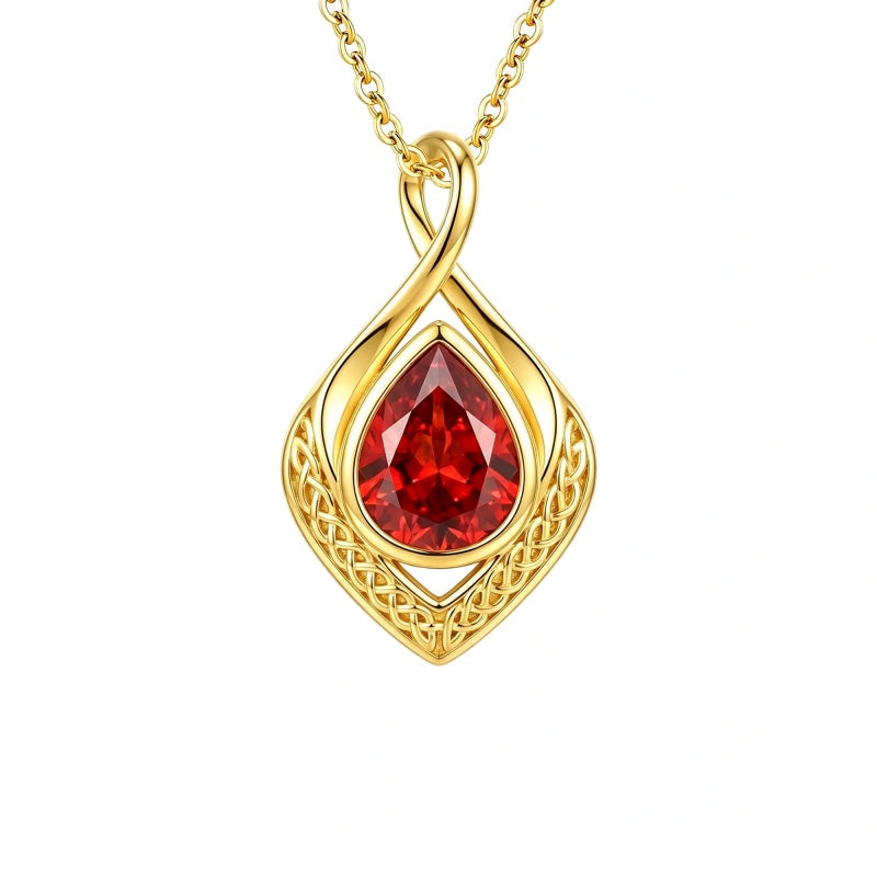 14K Gold Plated  Birthstone Celtic Knot Infinity Necklace  Birthday Christmas Jewelry Gift