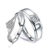 Sterling Silver Cubic Zirconia Endless Love Matching Set Couple Rings