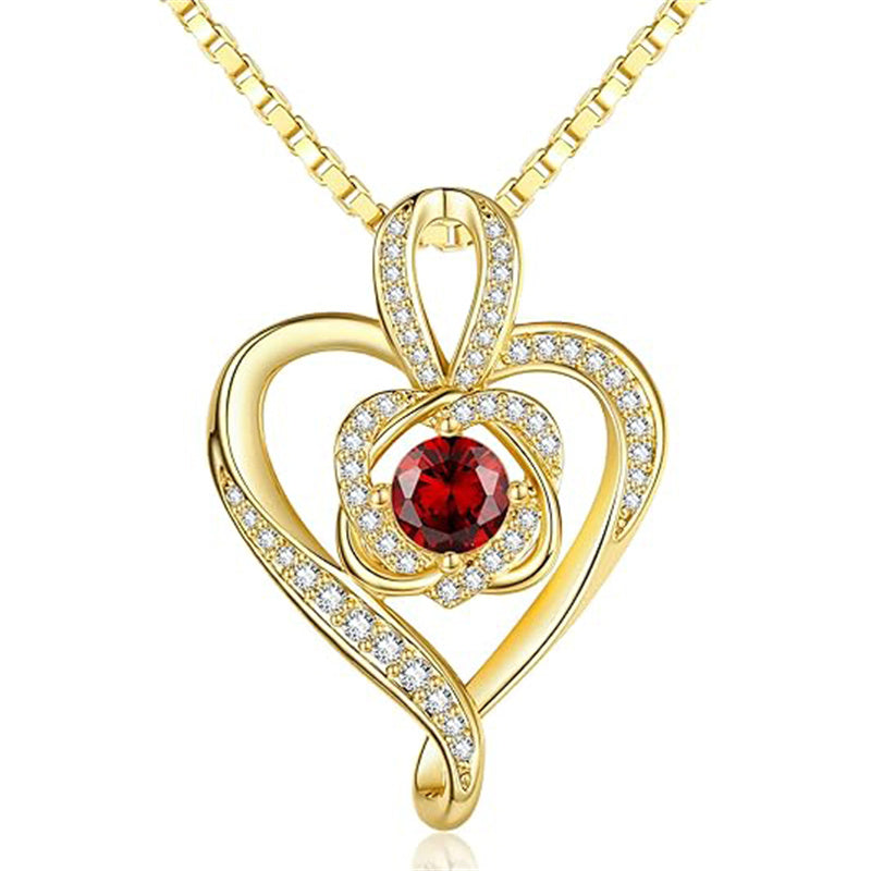 Sterling Silver Round Birthstone Necklace for Women