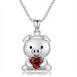 Sterling Silver 12 Month Birthstones Pig Pendant Necklace