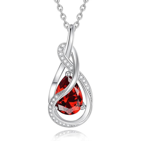 Sterling Silver Teardrop Birthstone Infinity Love Necklace for Women
