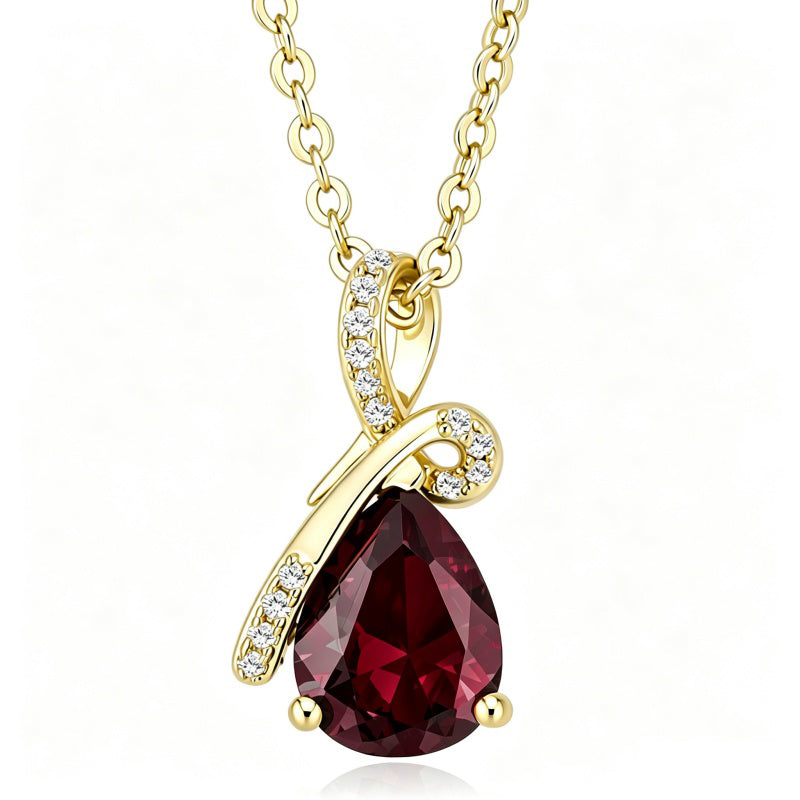 14K Gold Plated  Teardrop Birthstone Pendant Necklace Birthday Gifts for Women