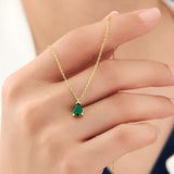 Emerald Green Necklace Green Pear Shaped Cubic Zirconia Necklace 925 Silver Teardrop Emerald Necklace