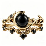 Sterling Silver 10K  14K  18K Gold 1CT-4CT Black Onyx Engagement Ring Gothic Wedding Promise Ring