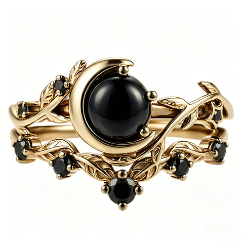 Sterling Silver 10K  14K  18K Gold 1CT-4CT Black Onyx Engagement Ring Gothic Wedding Promise Ring