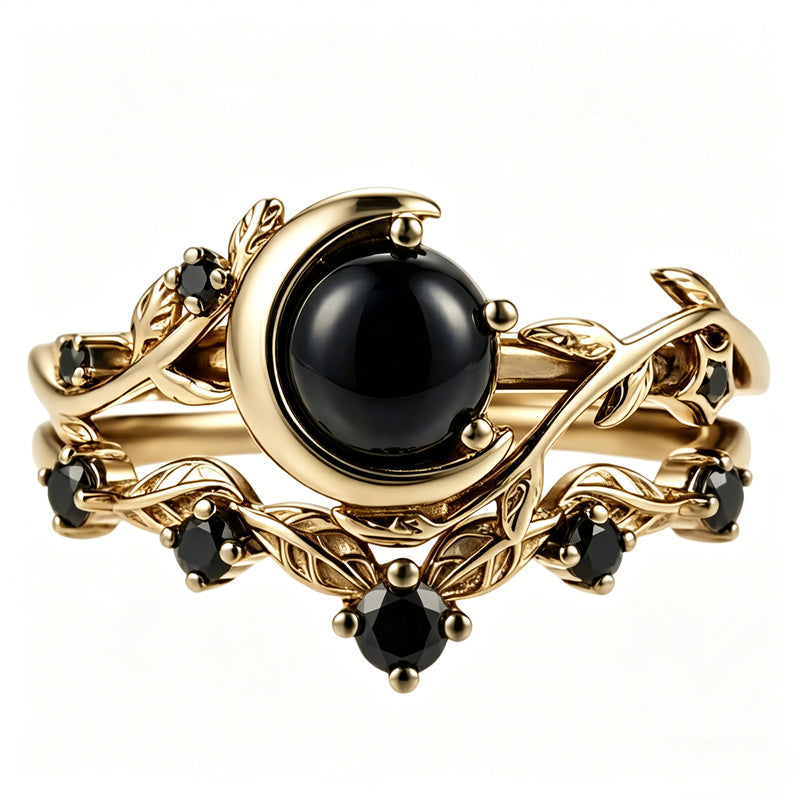 Sterling Silver 10K  14K  18K Gold 1CT-4CT Black Onyx Engagement Ring Gothic Wedding Promise Ring
