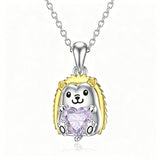 Sterling Silver 12 Month Birthstones Hedgehog Pug Fox Otter Pendant Necklace Gifts for  Birthday, Christmas, Graduation
