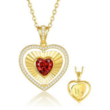 14K Gold  Plated Reversible Heart Birthstone Necklace with Zodiac Engraved Back Gifts for Women