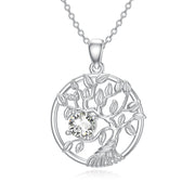 Tree of Life Birthstone Necklace Sterling Silver Tree Pendant Necklace Birthstone Jewelry for Women Birthday Mother's Day Gift