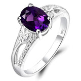 Sterling Silver Oval Shaped 8X6 MM Gemstone Ring Leaf Engagement Ring for Women