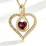 14K Gold Plated Love Heart Birthstone Necklace for Women