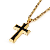 Mens Stainless Steel Cross Pendant Necklace Flower Basket Chain