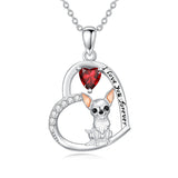 Sterling Silver 12 Month Birthstone Schnauzer Chihuahua Pitbull Pug Pendant Necklace for Women
