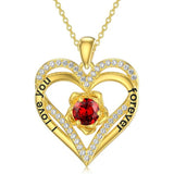 14K Gold Plated  Birthstone Rose Flower Pendant Necklace Birthday Wedding Anniversary Jewelry Gifts for Women