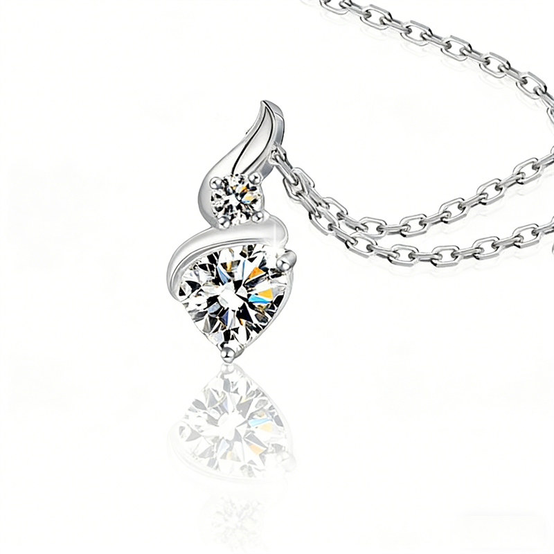 Sterling Silver 1CT Heart Moissanite Pendant Necklace