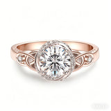 Sterling Silver 10K 14K 18K Gold  Personalized Engraved Moissanite Celtic Knot Wedding Engagement Ring