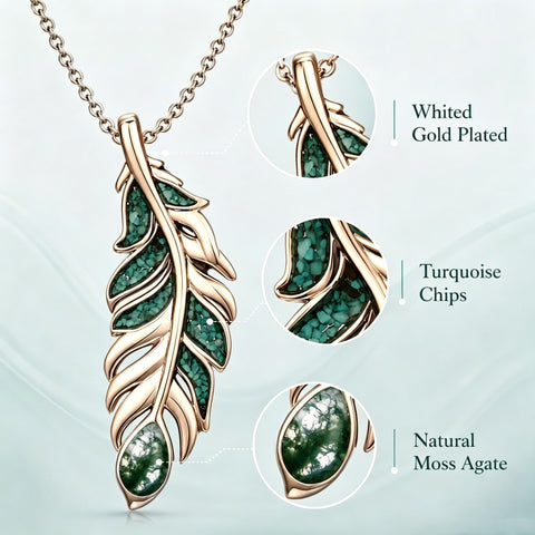 14K Gold Plated Feather Pendant Necklace for Women