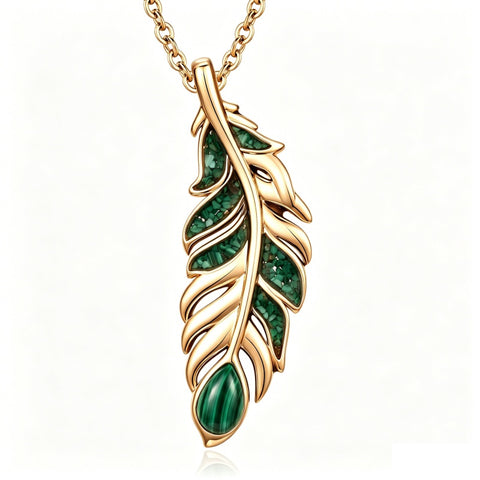 14K Gold Plated Feather Pendant Necklace for Women