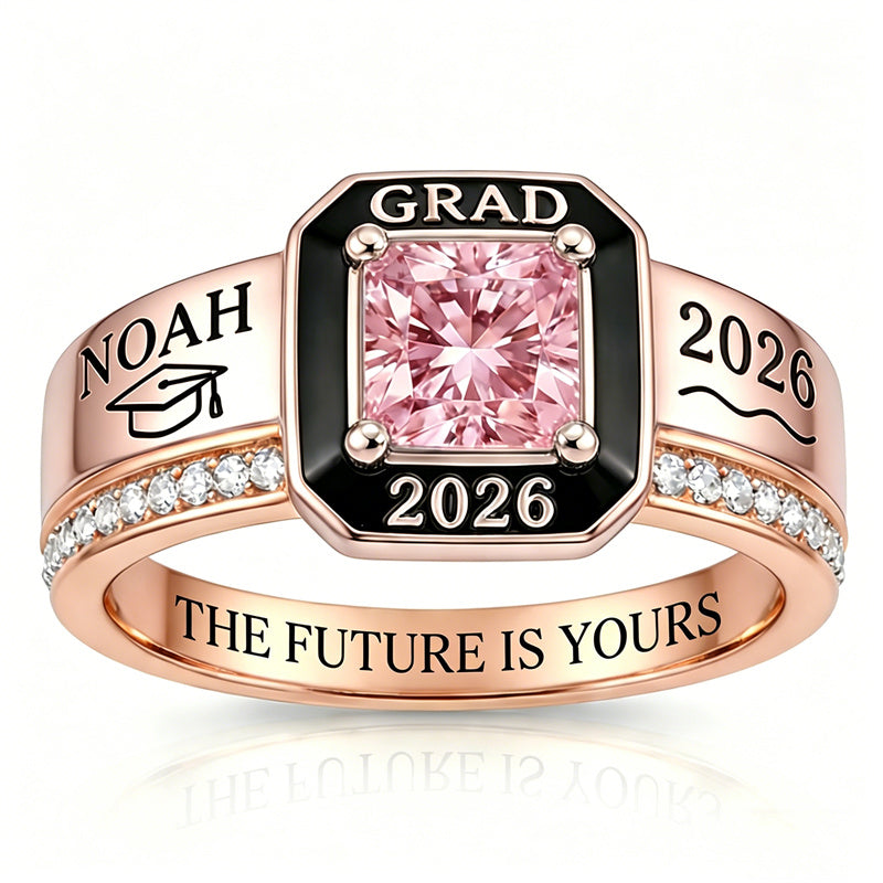 Sterling Silver Personalized Birthstone Class Ring Graduation Gifts for Women