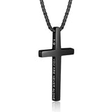 Cross Necklace for Men Inspirational Bible Verse Cross Pendant Stainless Steel Cross Christian Jewelry
