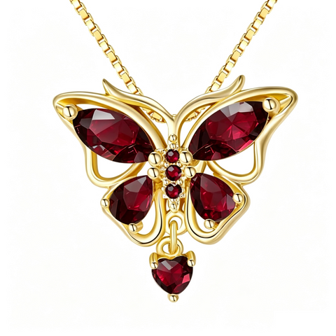 14K Gold Plated Birthstone Butterfly Necklace for Women Ideal Gift for Anniversary Christmas Birthday