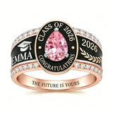 Sterling Silver Personalized Birthstone Class Ring Graduation Gifts for Women