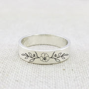 925 Sterling Silver 5mm Birth Flower Ring Personalized Birthday Flower Ring Gift Ring