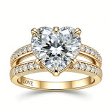 Sterling Silver 10K 14K 18K Gold Personalized Engraved Moissanite Wedding Engagement Promise Band Ring