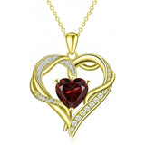 14K Gold  Plated 12 Months Birthstone Forever Love Heart Necklace Birthday Anniversary Wedding Gift