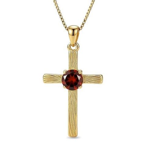 14K Gold Plated  Birthstone Cross Necklace  Pendant Necklace Mother's Day Birthday Gifts for Women