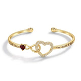 14K Gold Plated Birthstone Infinity Heart Bangle Bracelet for Women