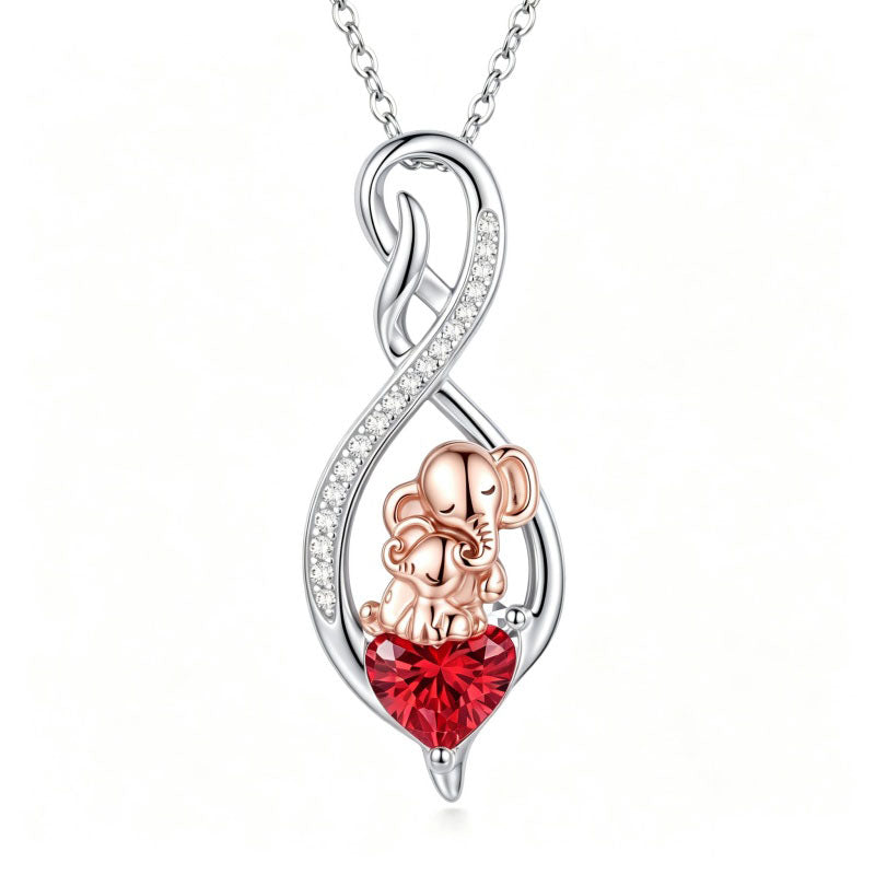Sterling Silver 12 Month Birthstone Infinity Heart Animal Pendant Necklace Christmas Birthday Jewelry Gift