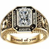 Sterling Silver 10K 14K 18K Gold Personalized  Engraved Class Ring for Men