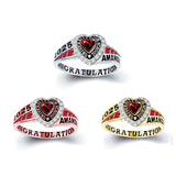 Sterling Silver Personalized Birthstone Engraved Class Rings for Women, College Senior High School Ring