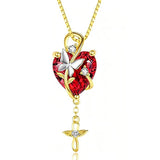 14K Gold Plated  Heart Birthstone Butterfly Infinity Angel WingPendant Necklace for Women