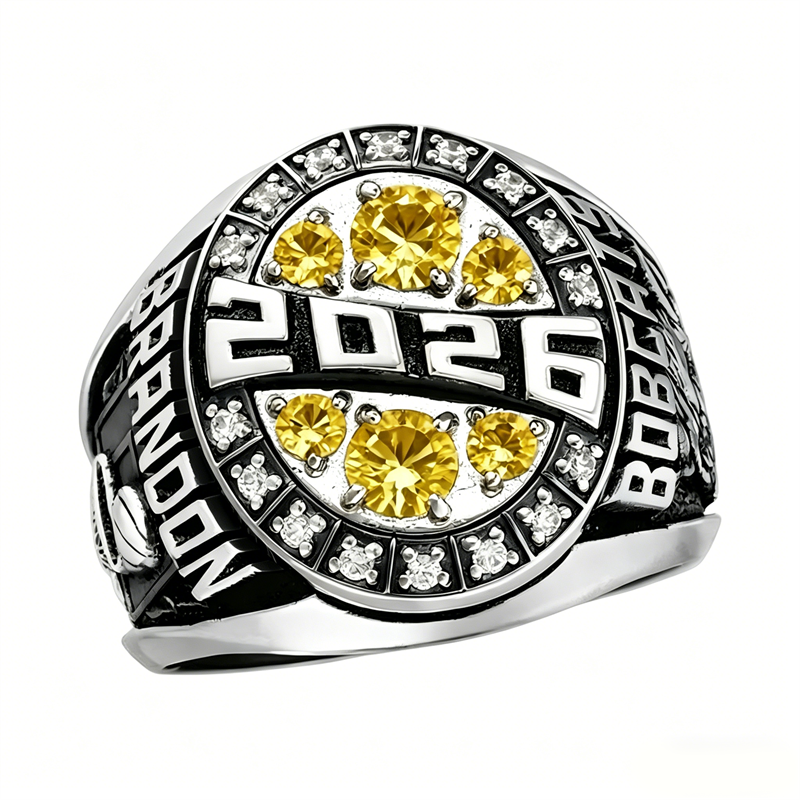 Copper Sterling Silver Custom Birthstone  Engraved Class Ring for Men